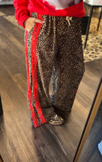 Load image into Gallery viewer, Leopard Pants with Red Lace Detail
