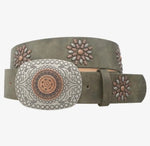 Load image into Gallery viewer, Two Tone Boho Buckle &amp; Stud Strap Belt
