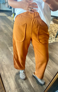Rust Curved Cropped Pants