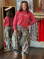 Load image into Gallery viewer, Rhinestone Real Tree Cargo Barrel Jeans
