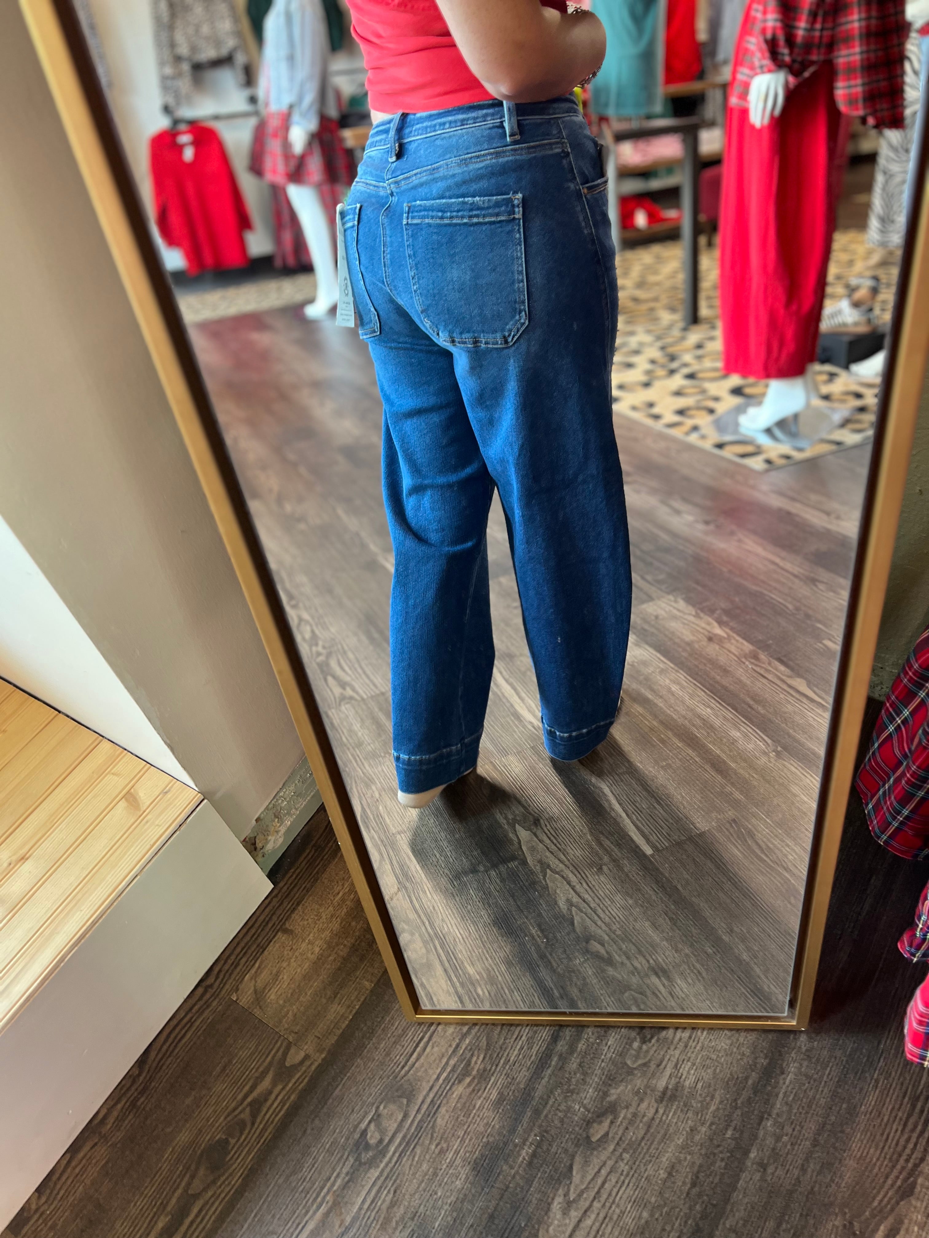 Risen Mid Rise Dark Barrel Jean