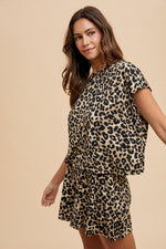 Load image into Gallery viewer, Soft  Touch Leopard Knit Top and Flare Short Set
