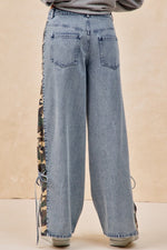 Load image into Gallery viewer, Camo Washed Denim W/Bows
