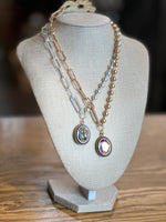 Load image into Gallery viewer, Pink Panache Frost Paperclip/Pearl Necklace
