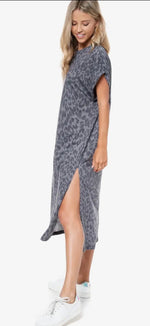 Load image into Gallery viewer, Zutter ~ Leopard Maxi Dress w/ Tacked Sleeves and Side Slits
