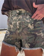 Load image into Gallery viewer, STERLING KREEK ~ Kreek Denim Shorts- Camo
