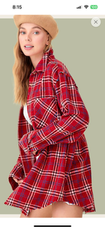 Load image into Gallery viewer, LaMiel Red Mineral Washed Plaid Shirt
