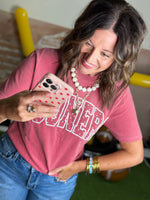 Load image into Gallery viewer, LivyLu ~ Ou Sooners Polka Dot Puff Ink Crimson Comfort Colors Tee * Licensed
