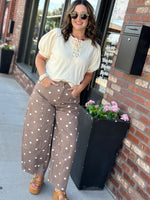 Load image into Gallery viewer, Polka Dot Chocolate Wide Denim
