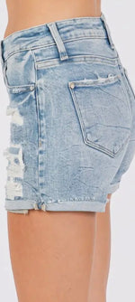 Load image into Gallery viewer, Petra153 ~ LA High Rise Patched Shorts w/ Cuffed Hem
