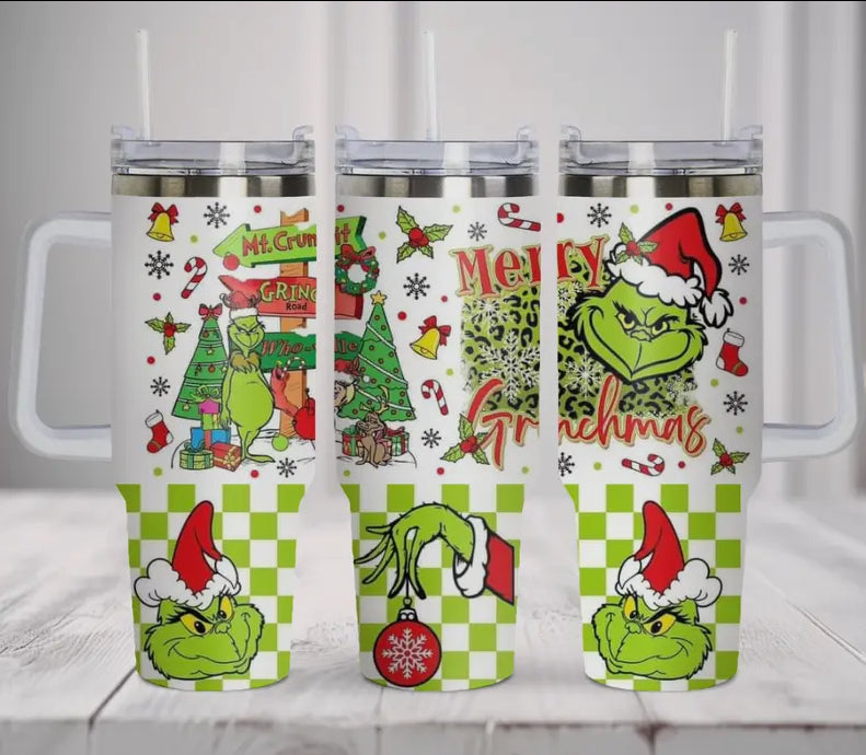 Green or Pink Merry Grinchmas 40oz Tumbler