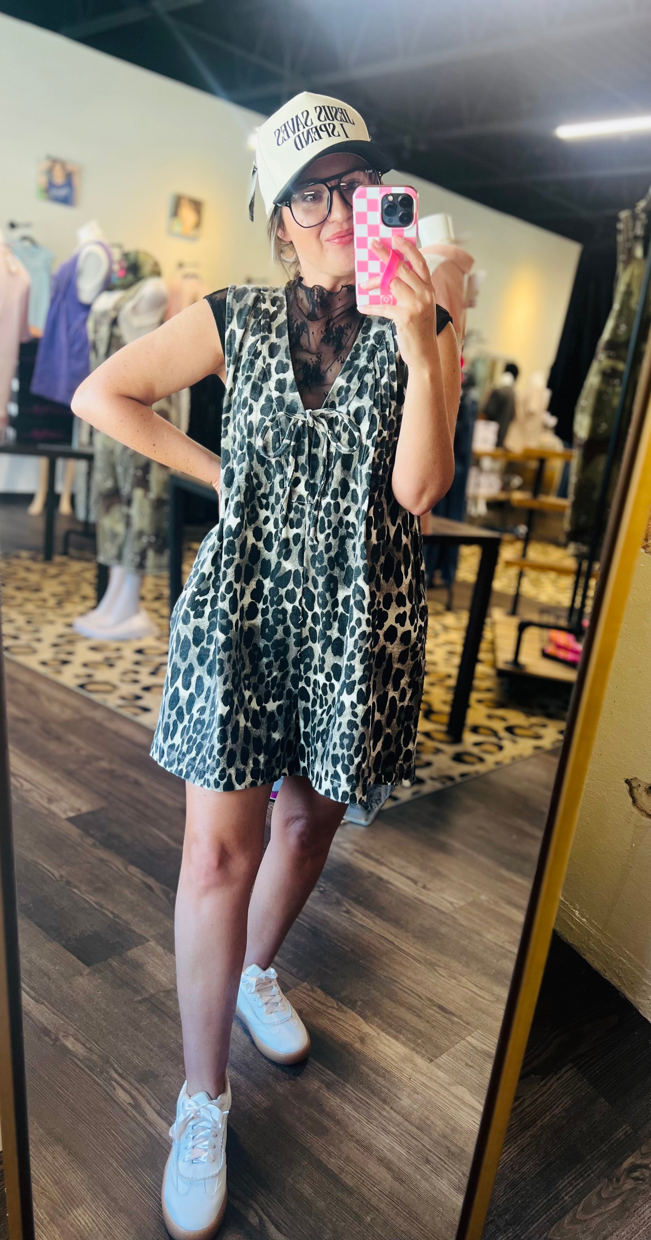 Leopard Pintuck Romper