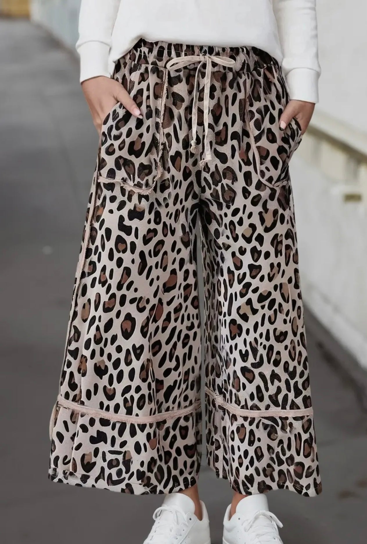 Leopard Wide Leg Crop Pant