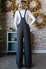 Load image into Gallery viewer, Solid Rib Overall Jumpsuit/Charcoal
