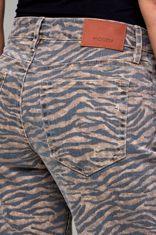Hidden Tiger Print High Waisted Dad Denim