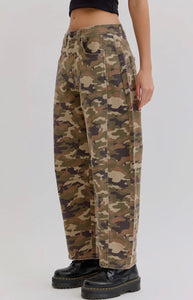 Cello Mid Waisted Camo Barrel Denim