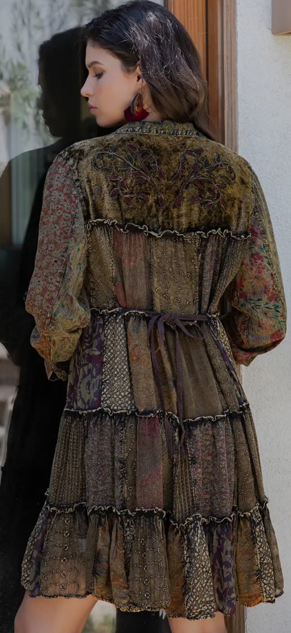 Artisan Embroidered Shirt Dress in
Mixed Motifs