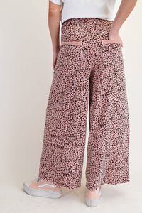 Easel Leopard Antique Rose Mineral Wash Pants