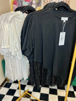Load image into Gallery viewer, Lace Trimmed Asymmetric Tee
