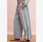 Load image into Gallery viewer, Bibi Stripe Lace Contrast Side Denim Pants
