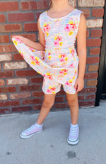 Load image into Gallery viewer, Floral &amp; Stripes Girls Tennis Dress
