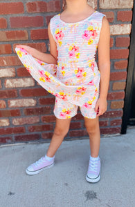Floral & Stripes Girls Tennis Dress