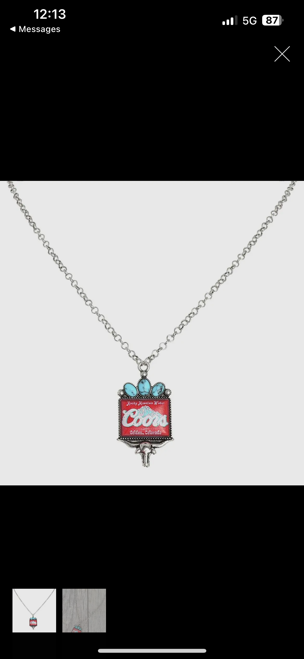 Western Longhorn Coors Pendant Necklace