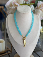 Load image into Gallery viewer, Glass Beads with Stainless Steal Fish Pendant
