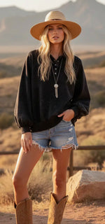 Load image into Gallery viewer, SEWN &amp; SEEN Snap Collared Mineral Wash Sweatshirt
