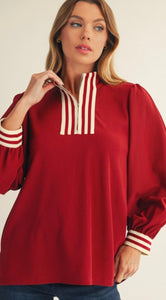 Burgundy Color Rib Band Top