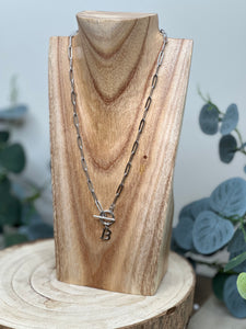 Silver Paper Clip Chain Letter Necklace