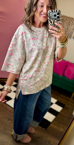 Load image into Gallery viewer, Distressed Paisley print Jeweled Relaxed Tee

