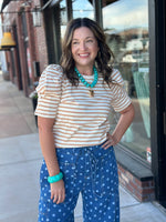 Load image into Gallery viewer, Stripe Puff Sleeve Crew Neck Tee
