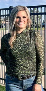 STERLING KREEK SIDELINE SPIRIT OLIVE GREEN MESH TOP