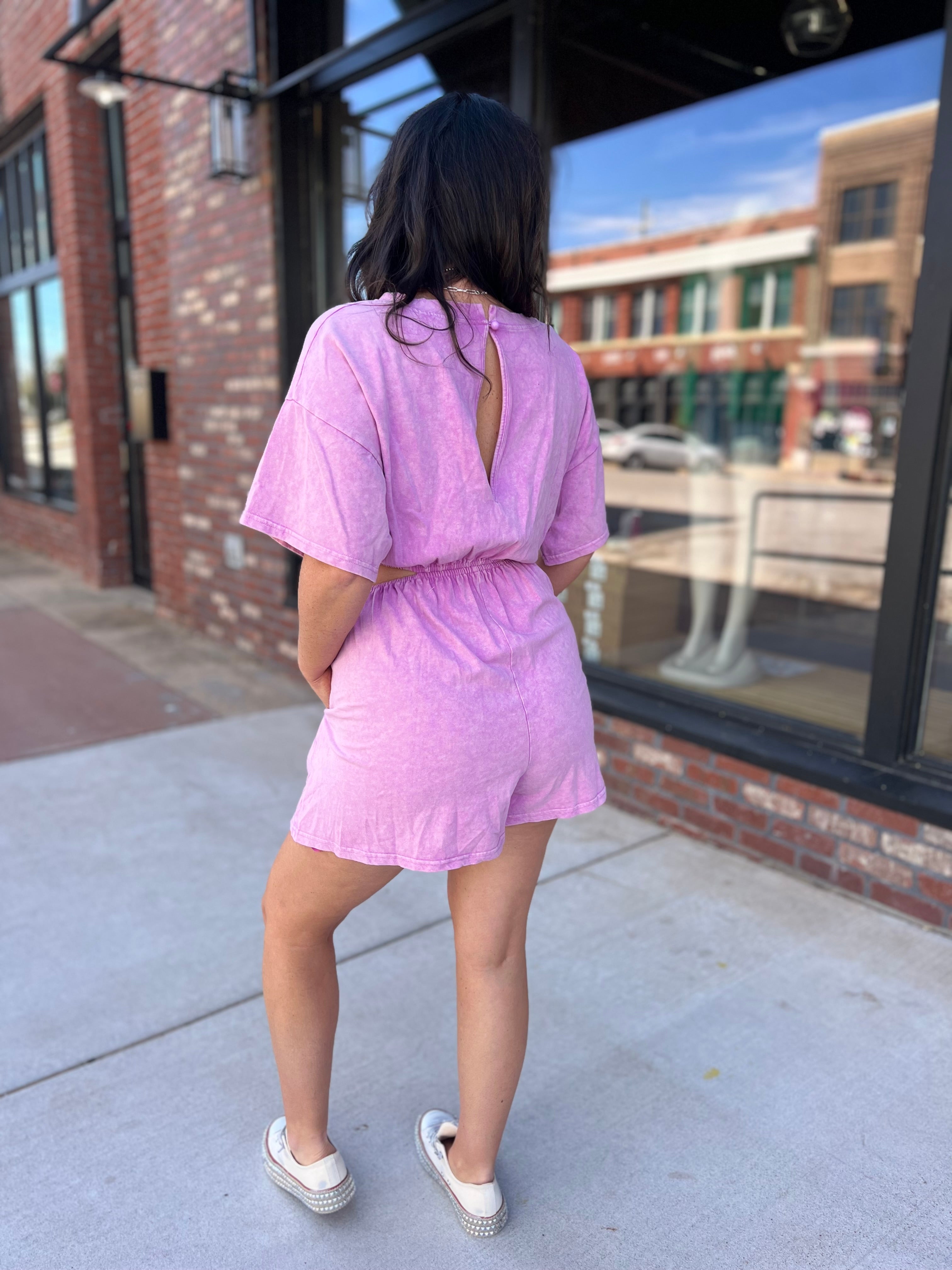 Mineral Washed Cut Out Romper