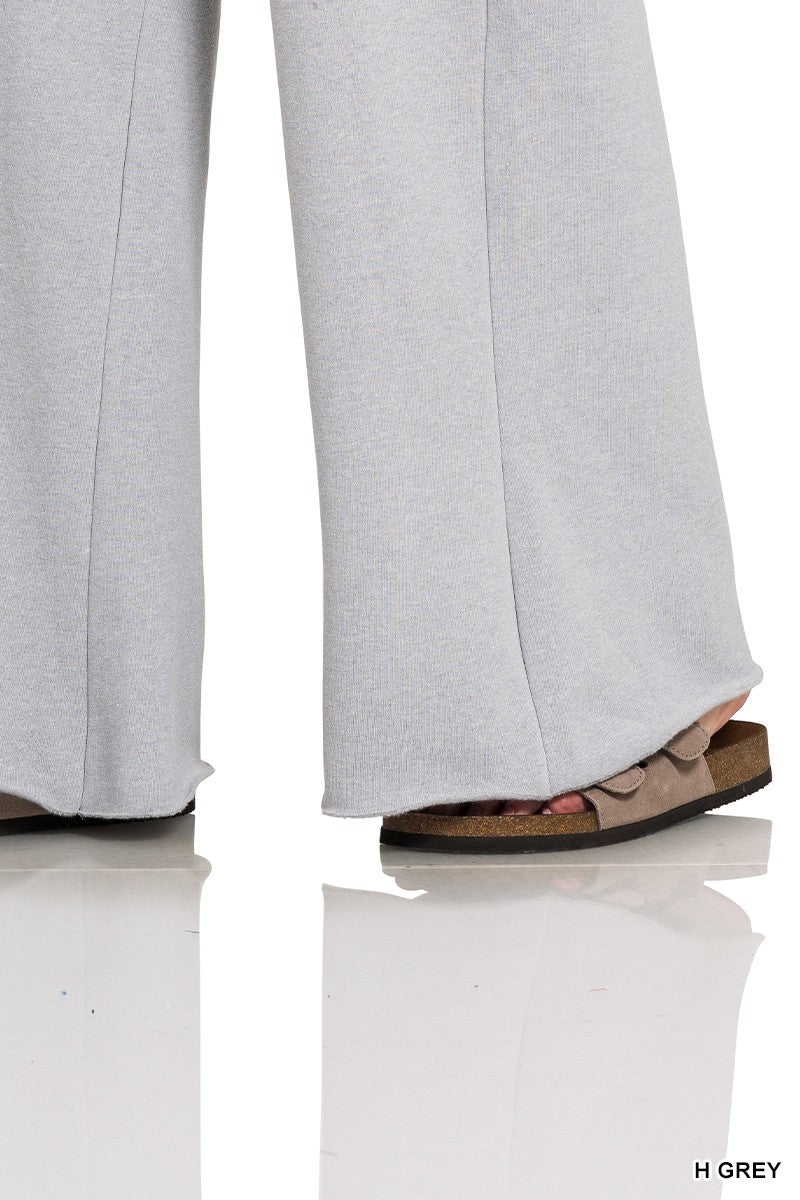 FLEECE EXPOSED SEAM WIDE LEG SWEATPANTS