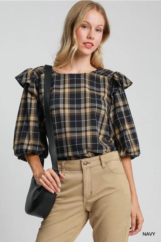 Umgee  Black/Camel Top