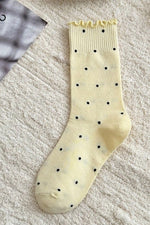 Load image into Gallery viewer, Ruffle Trim Polka Dot Knit Slouchy Socks
