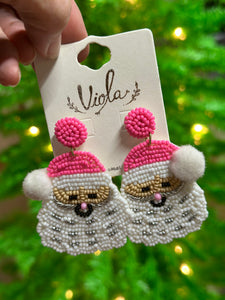 Pink Santa Earring