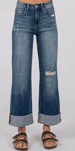 Load image into Gallery viewer, MD High Rise Loose-Straight
W/Double Cuffed Hem Jeans
