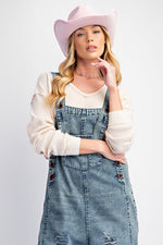 Load image into Gallery viewer, Washed  Denim Loose Fit Crop Overall
