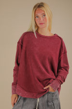 Load image into Gallery viewer, Mineral Washed Elbow Patch Contrast Knit Top
