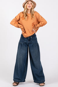 Mid Rise Balloon Denim Jeans With Pockets