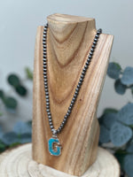 Load image into Gallery viewer, Navejo Pearl Turquoise Letter Necklace
