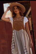 Load image into Gallery viewer, ODDI~ Patchwork Plaid Overall Dress
