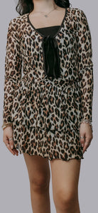 Merigold Kiss Leopard Front Tie Mesh Blouse