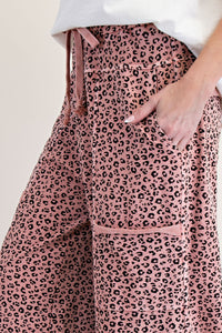 Easel Leopard Antique Rose Mineral Wash Pants
