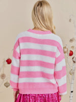 Load image into Gallery viewer, MAIN STRIP~ Santa Baby Pink Stripe Knit Sweater
