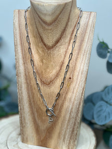 Silver Paper Clip Chain Letter Necklace