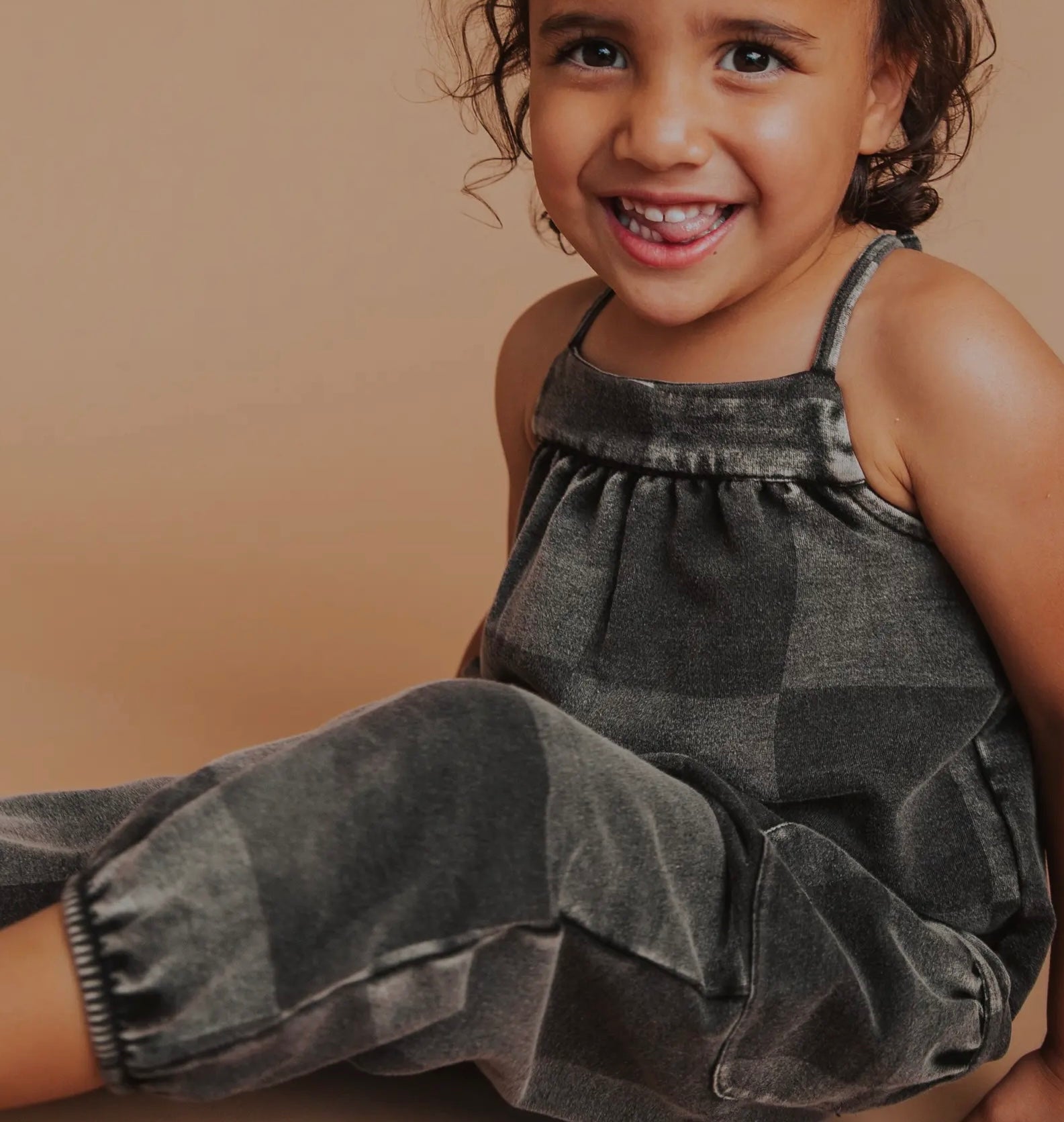 Children’s Tank Jumper Black Denim Check